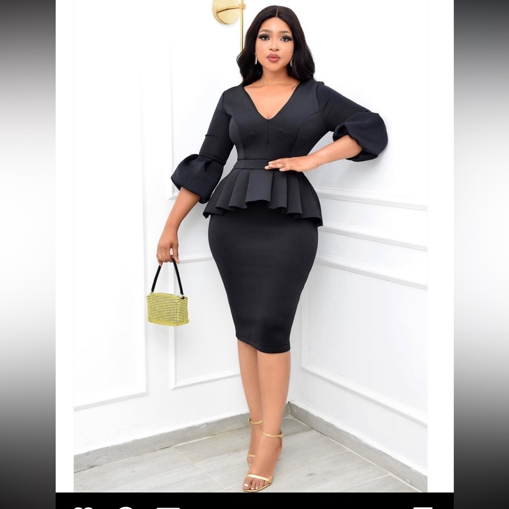 Black scuba peplum dress